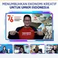 Menteri Pariwisata dan Ekonomi Kreatif Sandiaga Uno dalam webinar Menumbuhkan Ekonomi Kreatif untuk UMKM Indonesia, Kamis (12/8/2021).