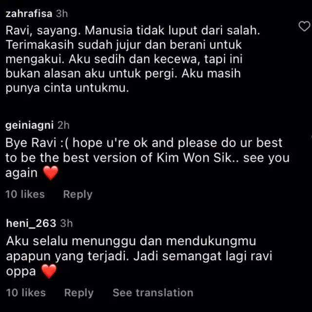 Dukungan penggemar kepada Ravi. (Instagram/ ravithecrackkidz)