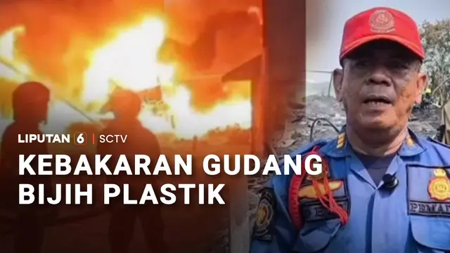 Kobaran Api Menghanguskan Gudang Pengolahan Bijih Plastik di Bekasi