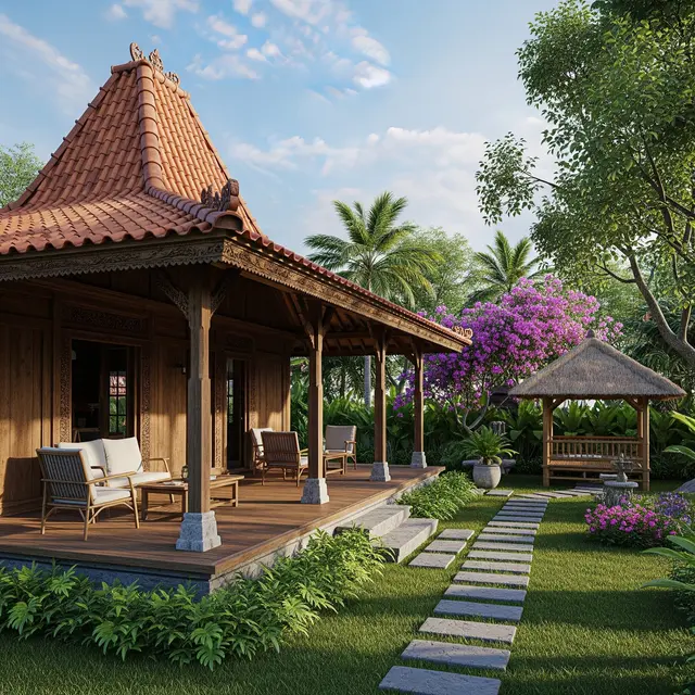 Contoh Rumah Sederhana untuk Hari Tua dengan Halaman Belakang Luas untuk Kebun Santai