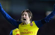 Cedera, Rosicky absen bela Arsenal lima pekan
