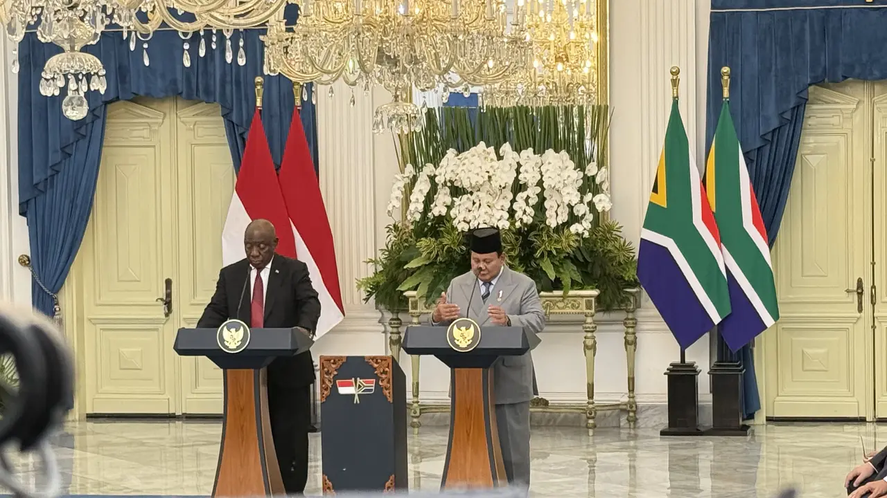 Presiden Prabowo Subianto dan Presiden Afrika Selatan Cyril Ramaphosa.