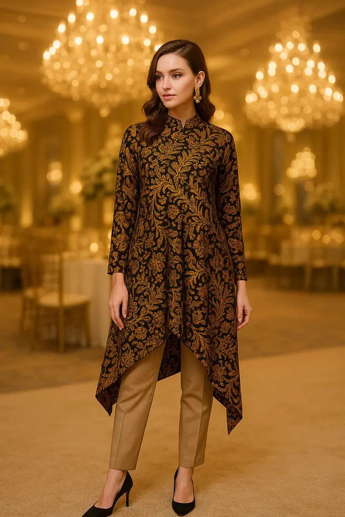 7 Desain Baju Gamis dan Tunik Batik Emas, Pilihan Tepat untuk Kondangan Glamor