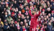 Mohamed Salah merayakan gol kedua Liverpool dalam laga Premier League melawan Fulham, Sabtu (11/4/2026). (AP Photo/Jon Super)