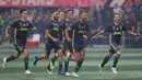 Pemain Juventus berselebrasi setelah memenangkan pertandingan melawan MLS All-Stars selama MLS All-Star Game 2018 di Mercedes-Benz Stadion, Atlanta, Georgia (1/8). Juventus menang 5-3. (AFP Photo/Kevin C. Cox)