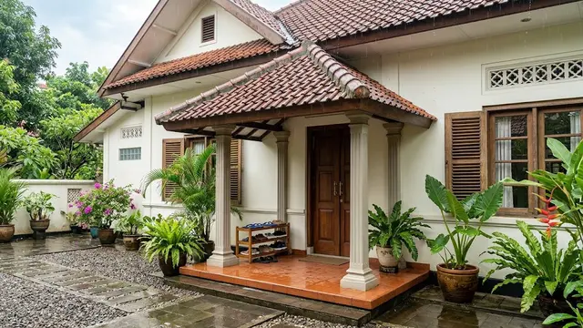 Atap Mini Porch Bergaya Klasik Kolonial