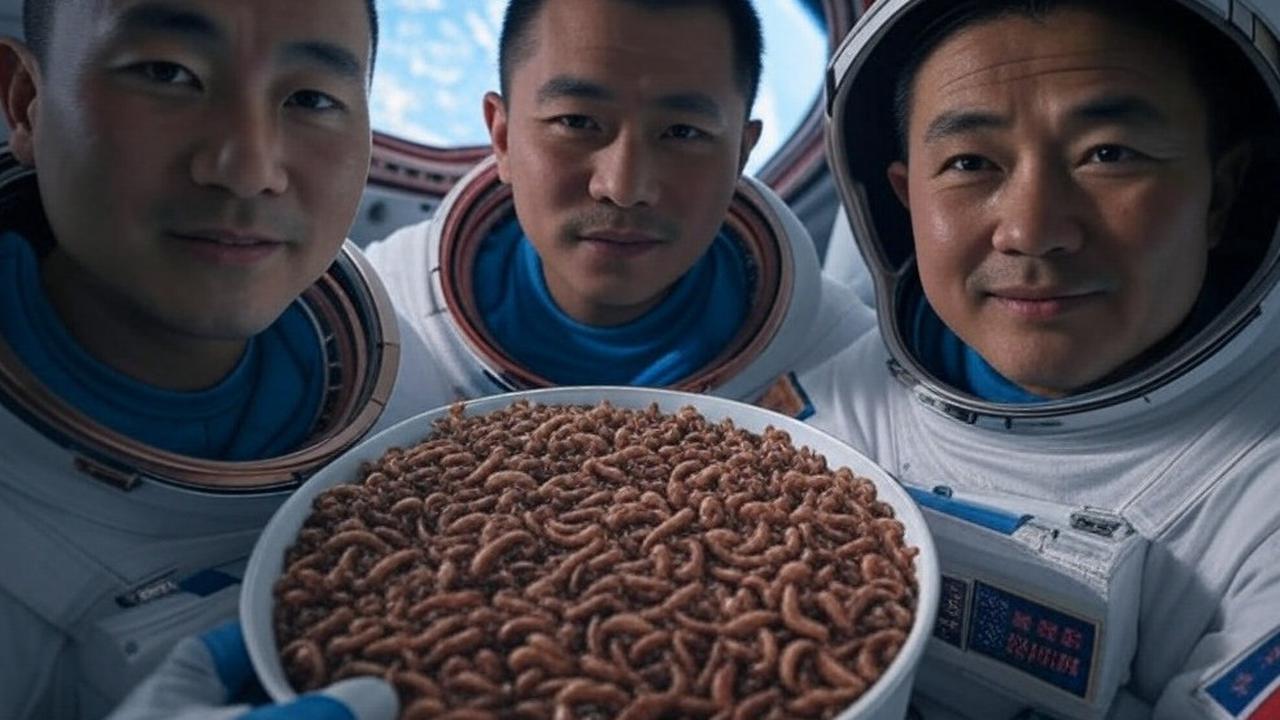 astronot china bawa cacing