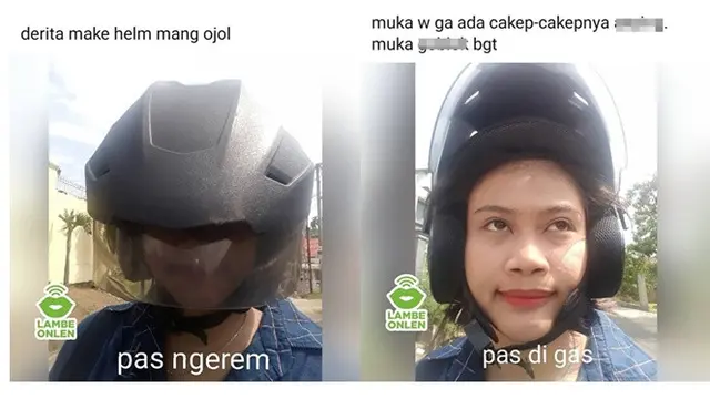 6 Momen Apes saat Pakai Helm Ojek Online Ini Bikin Ngelus Dada