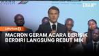 Presiden Prancis Emmanuel Macron menghadiri forum bisnis "Africa Forward: Inspire and Connect" di Universitas Nairobi, Kenya, Senin (11/5). Namun Macron merasa terusik, ketika para peserta acara forum ribut dan mengobrol saat ada pembicara.