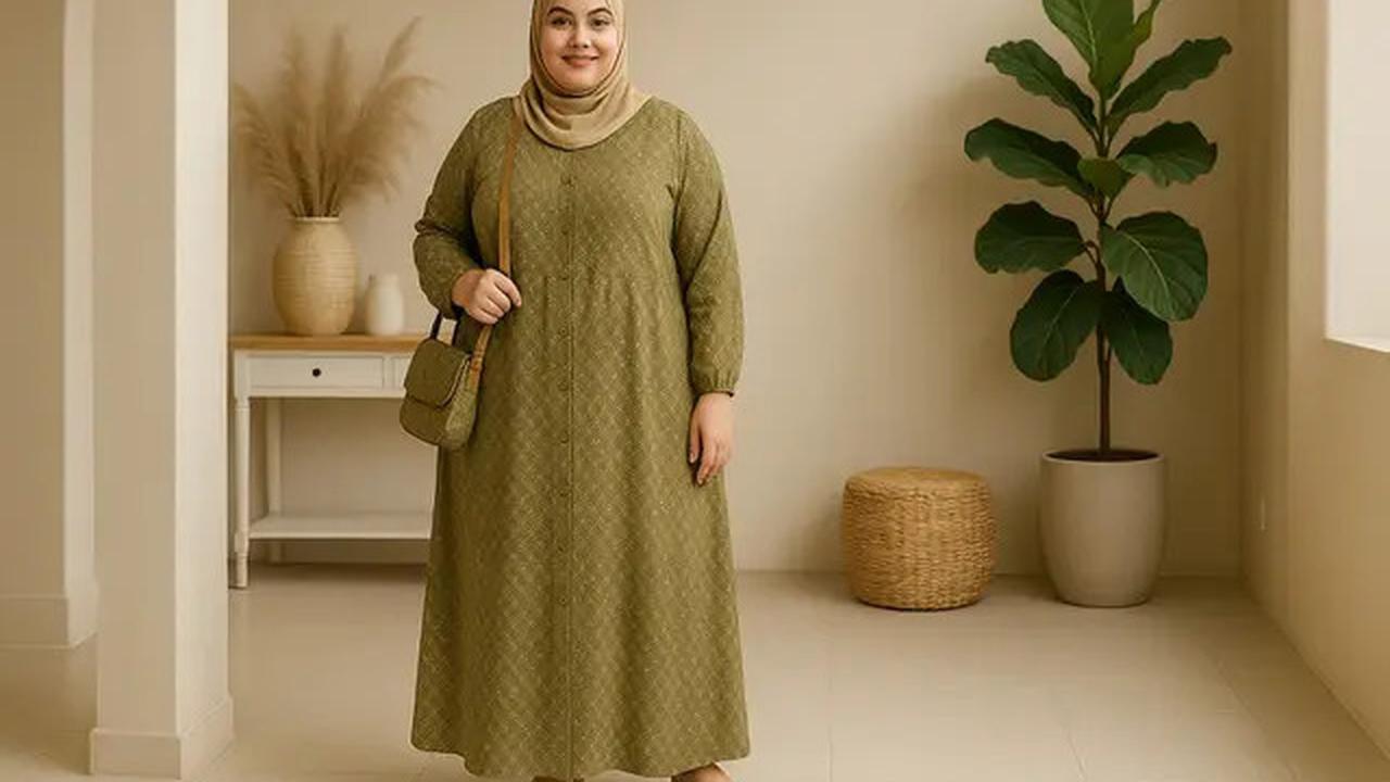 7 Inspirasi Model Gamis Motif Kecil Terbaru untuk Ibu Ibu Gemuk, Terlihat Langsing dan Elegan di 2025