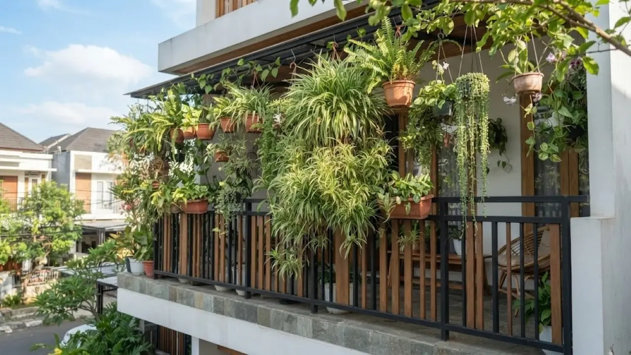 Inspirasi Pagar Balkon untuk Tanaman Gantung