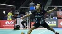 Tunggal putra Indonesia, Anthony Ginting, di Singapura Terbuka 2019. (PBSI)
