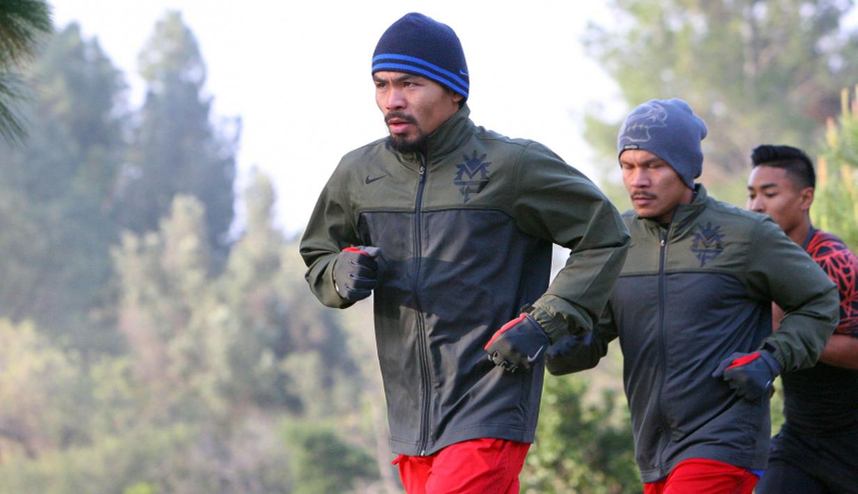 Manny Pacquiao bersama tim berlari di Griffith Park, Los Angeles, Amerika Serikat, (Istimewa).