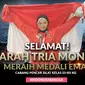 Selamat Meraih Medali Emas Sarah Tria Monita (Bola.com/Grafis: Adreanus Titus /Foto: Merdeka.com/Arie Basuki)