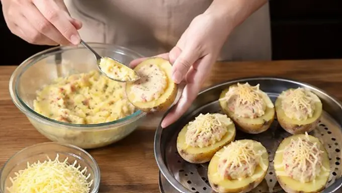 Resep Kentang Kukus Keju, Camilan Praktis Kaya Nutrisi