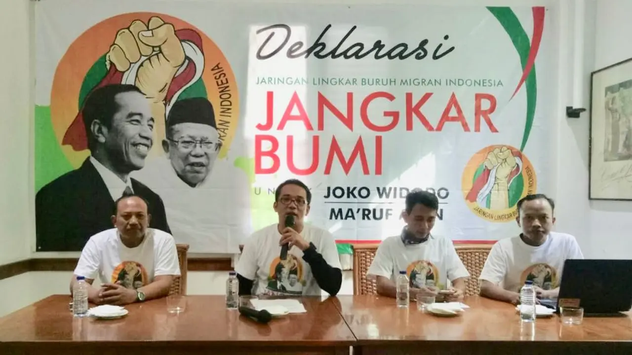 Jaringan Lingkar Buruh Migran Indonesia (Jangkar Bumi) mendeklarasikan dukungan untuk pasangan Joko Widodo atau Jokowi-Ma'ruf Amin di Pilpres 2019. (Istimewa)