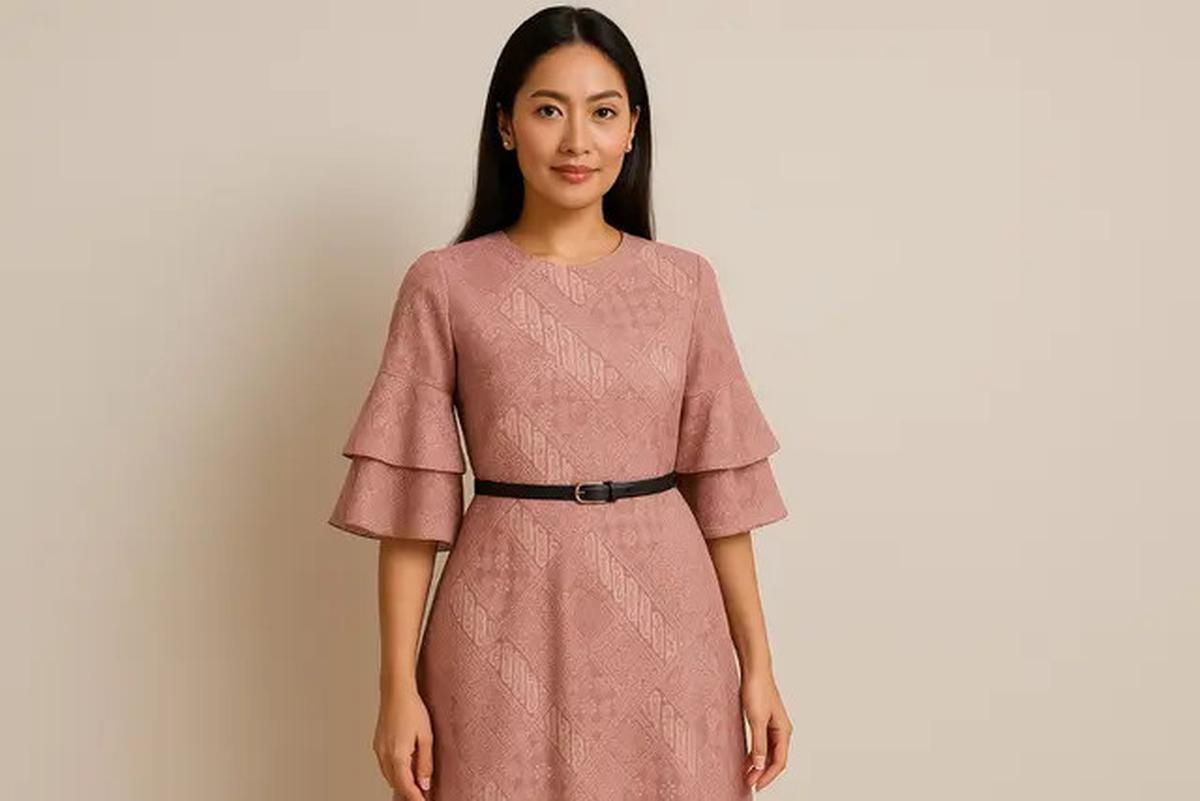 7 Model Batik Lengan Lonceng Dua Tingkat Pastel untuk Kerja, Anggun tapi Tetap Profesional