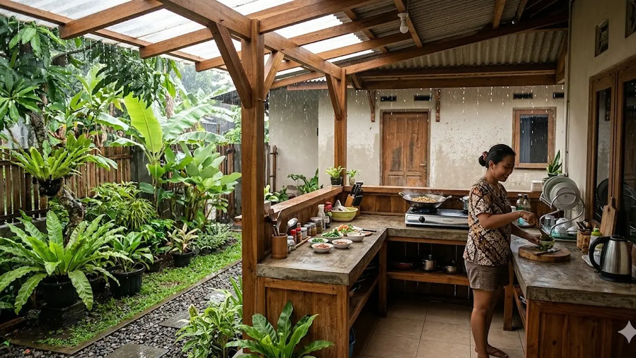 6 Contoh Dapur Terbuka Ukuran Kecil yang Nyaman Dipakai Memasak saat Musim Hujan