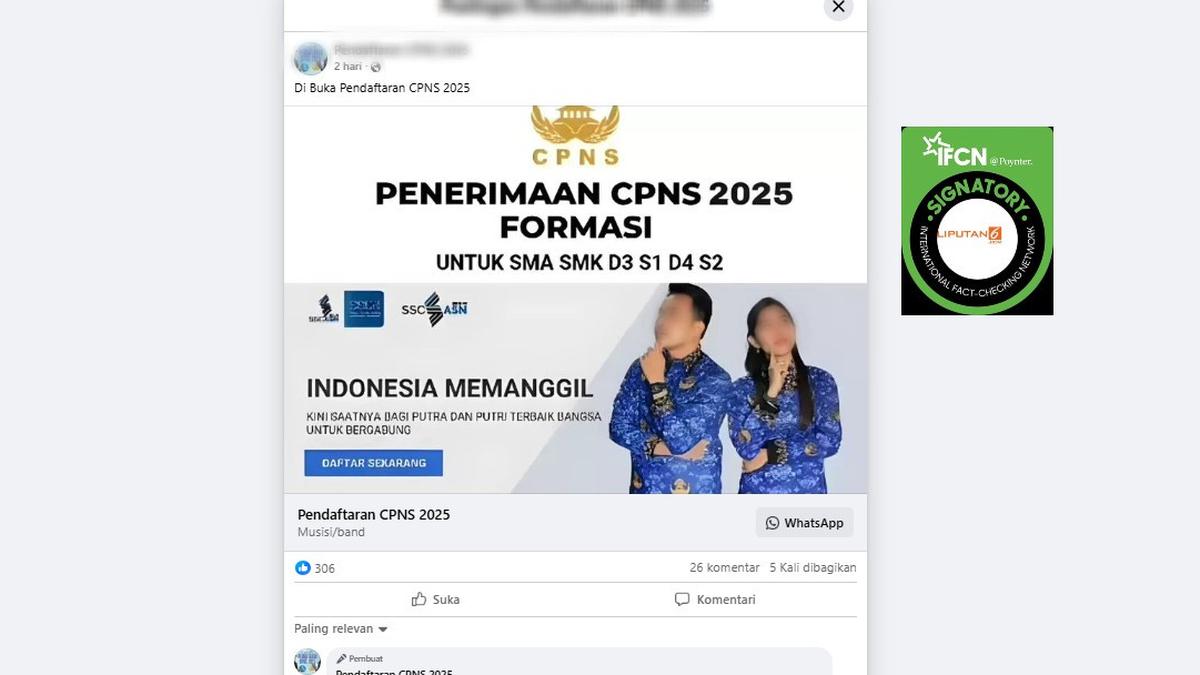 Cek Fakta: Tidak Benar Ini Tautan Pendaftaran CPNS 2025 untuk Lulusan SMA hingga S2