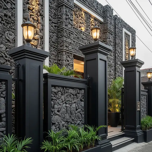 Desain Fasad Rumah Batu Alam Terbaru (Image by Gemini AI)