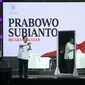 Prabowo Subianto di acara 'Mata Najwa On Stage: 3 Bacapres Bicara Gagasan' di Graha Sabha Pramana Universitas Gadjah Mada (UGM), Yogyakarta pada Selasa (19/9/2023) malam.