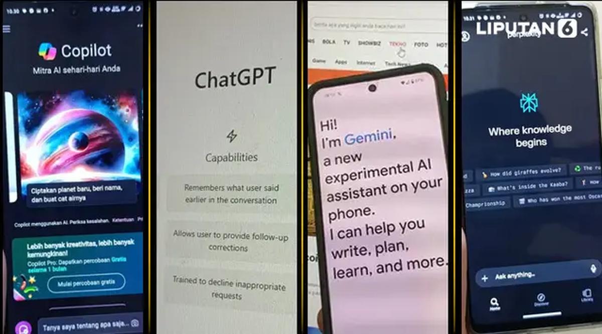 Banner Infografis 4 Rekomendasi Chatbot AI Terbaik. (Liputan6.com/Gotri/Abdillah)