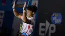 Meskipun begitu, ia telah menambah catatan sejarah sebagai atlet pertama Indonesia yang berhasil menembus babak final kategori lead di ajang Kejuaraan Panjat Tebing kelas Dunia. (Bola.com/Bagaskara Lazuardi)