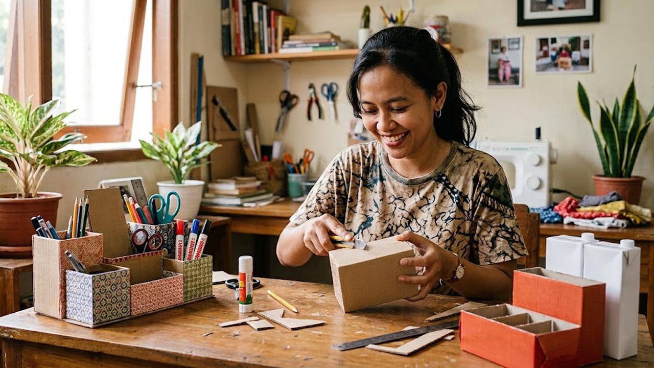 Cara Membuat Organizer Sederhana dari Kotak Makanan Bekas/AI Generated