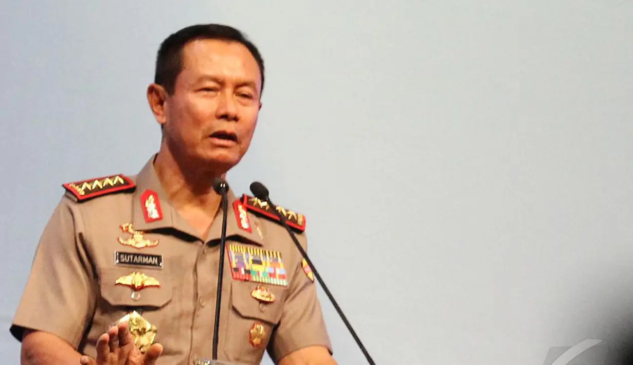 Kapolri Jenderal Sutarman memastikan tak ada anak buahnya yang bermain politik, Jakarta, Bogor, Selasa (3/6/2014) (Liputan6.com/Faizal Fanani)