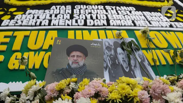karangan bunga di kedutaan iran