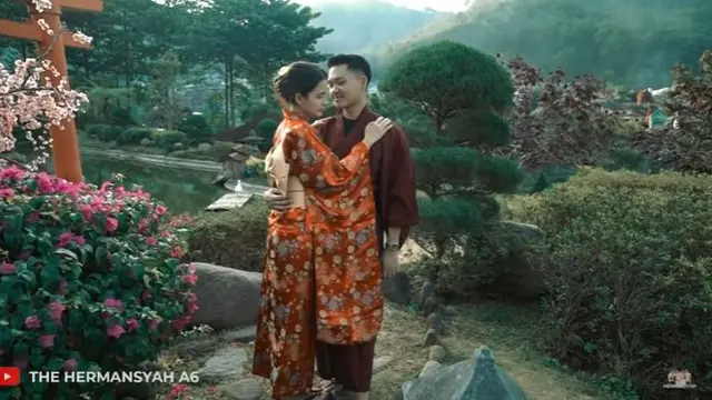 6 Pemotretan Sarah Menzel dan Azriel Hermansyah Pakai Busana Jepang, Bak Prewedding
