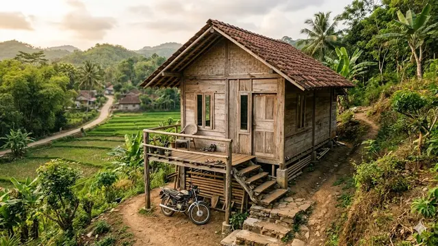 Contoh Rumah Murah Rp50 Juta di Desa dengan Tanah Miring
