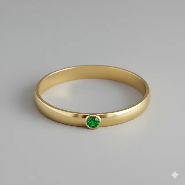 Bangle Tipis dengan Solitaire Batu Permata
