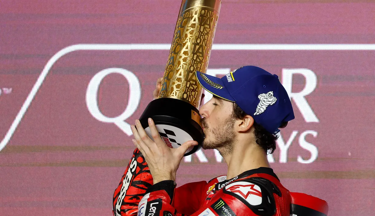 Sebelumnya, Bagnaia menempati grid start di posisi ke-4. (KARIM JAAFAR/AFP)