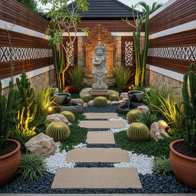 Taman Kering Bernuansa Resort di Lahan Sempit (AI Generated)