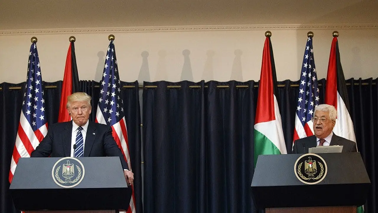 Presiden AS Donald Trump dan Presiden Palestina Mahmoud Abbas