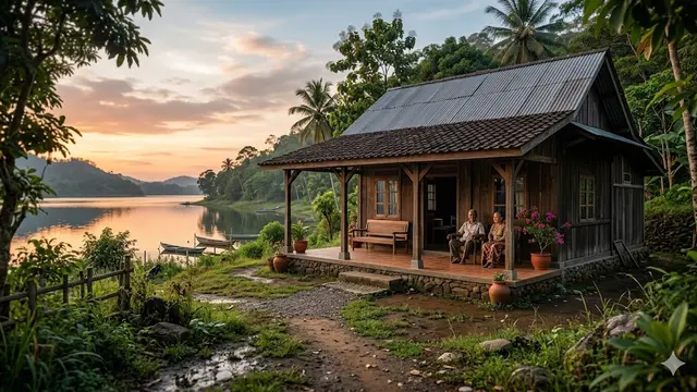 Inspirasi Rumah Hemat Biaya di Desa Pinggir Danau Kecil