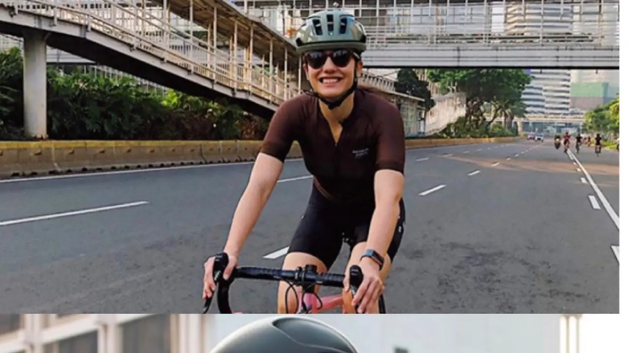 Pevita Pearce dan Luna Maya saat bersepeda