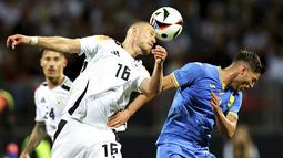 Pada duel ini timnas Jerman ditahan imbang Timnas Ukraina tanpa gol. (Daniel Karmann/dpa via AP)