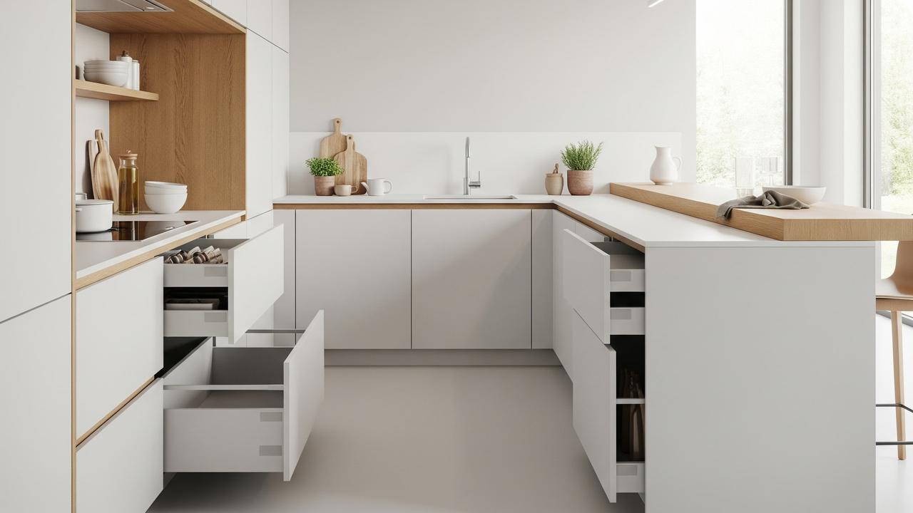 Inspirasi Dapur Perabot Minimalis dengan Laci Tersembunyi