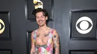 Harry Styles dengan jumpsuit kotak-kotak "Clowncore" di Grammy Awards 2023. (Dok. Twitter/Th_collins07)