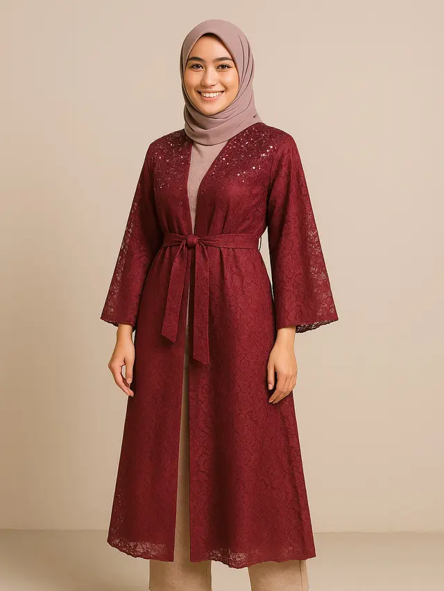 Model Outer Panjang Brokat Payet untuk Kondangan/Ilustrasi gambar AI