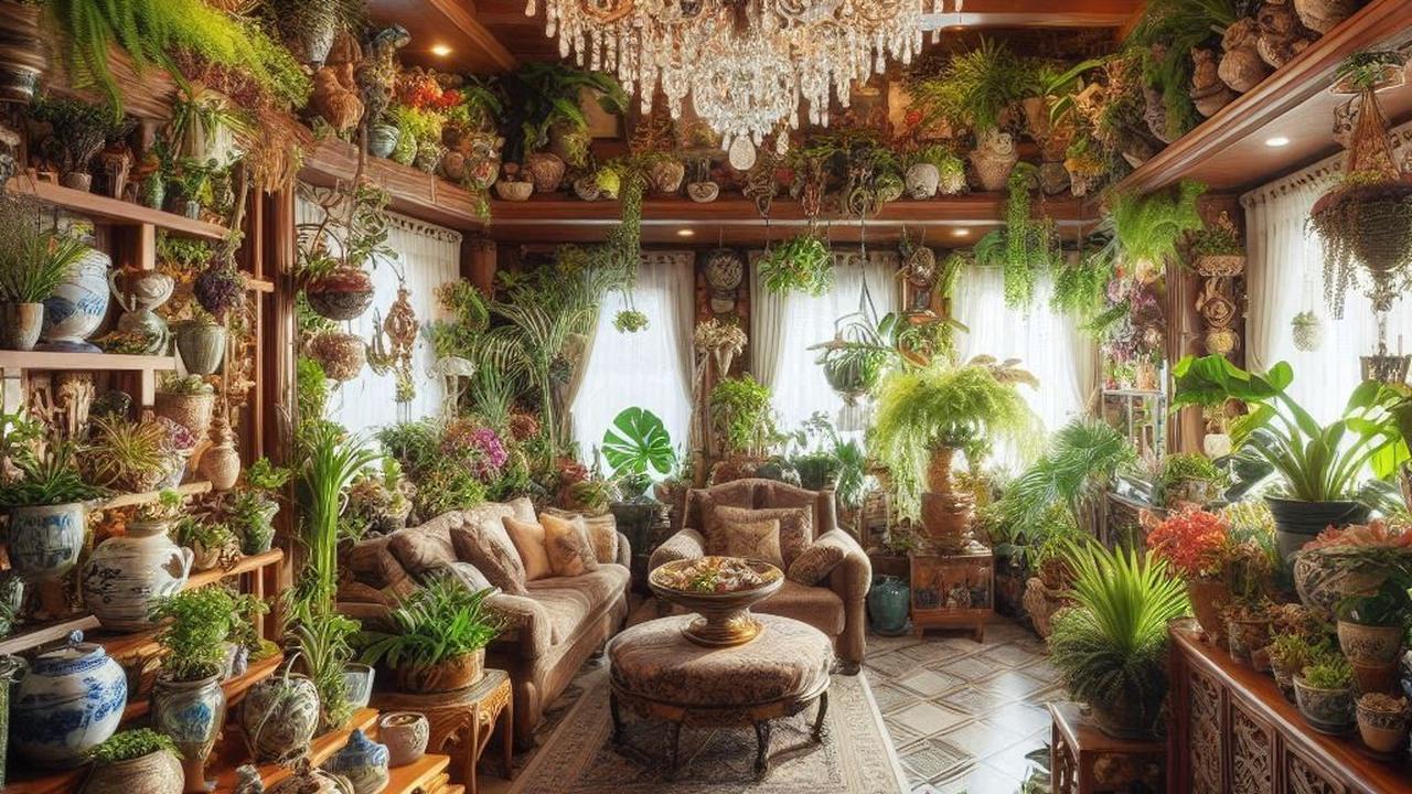 Ilustrasi Rumah dengan Tanaman Hias