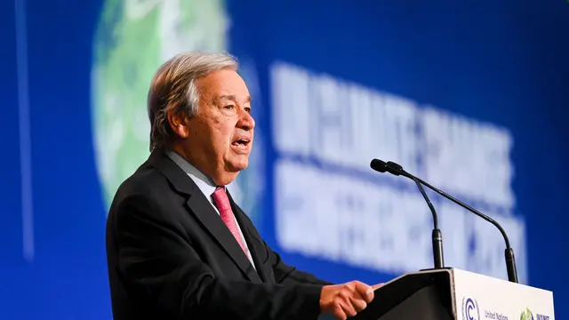 Sekjen PBB Antonio Guterres di COP26 Glasgow.