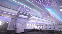 Dengan teknologi pencahayaan LED terbaru, Airbus berharap para penumpang akan merasa lebih nyaman (Foto: Airbus).