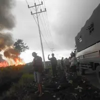 Permukiman eks anggota Gafatar di Dusun Moton Asam, Desa Antibar, Kecamatan Mempawah Timur, Kabupaten Mempawah, Provisi Kalimantan Barat, yang dibakar massa. (Liputan6.com/Raden AMP)