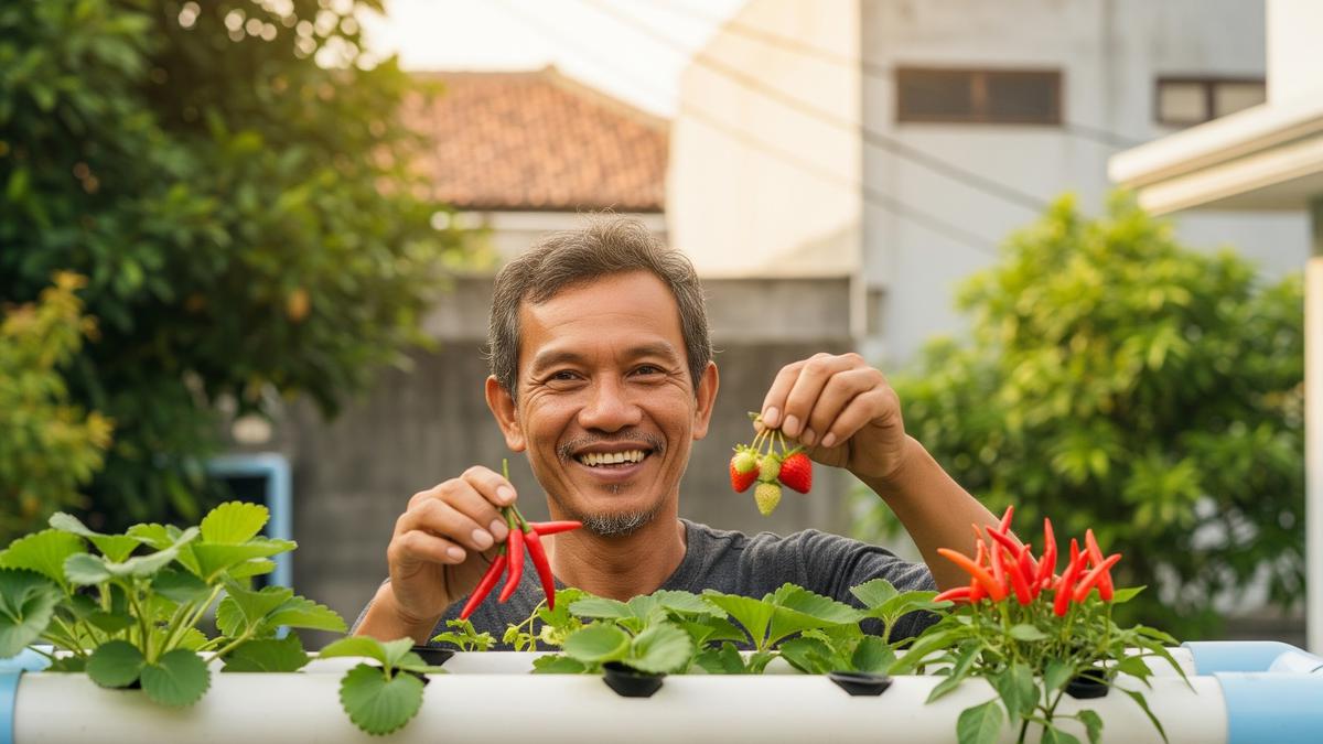 Cara Menanam Buah Hidroponik Pipa PVC di Lahan Sempit Perkotaan, Cara Produktif Pensiunan Usia 60 Tahun