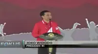 Presiden Joko Widodo dan Ibu Negara Iriana, memperingati Hari Anak Nasional bersama ribuan anak-anak di Pekanbaru, Riau.