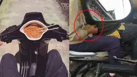 6 Aksi Nyeleneh Orang Makan di Motor Ini Bikin Tepuk Jidat (sumber: Instagram/meme.k.ocak Twitter/outofcontext_id)