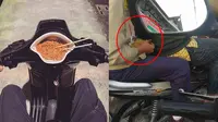 6 Aksi Nyeleneh Orang Makan di Motor Ini Bikin Tepuk Jidat (sumber: Instagram/meme.k.ocak Twitter/outofcontext_id)